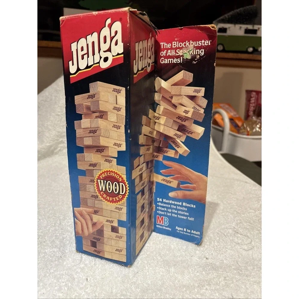 Vintage Jenga‎ w/ 54 Precision Wood Crafted Hardwood Blocks - Milton Bradley
